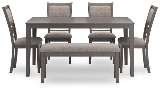 Wrenning 6-Piece Gray Dining Room Table Set with Furniture-1