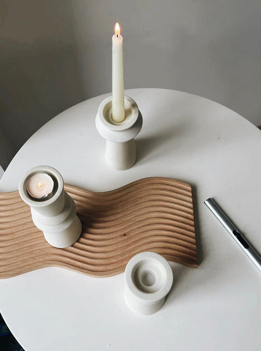 Set of 3 Modern Ceramic Candle Holders for Home Decor