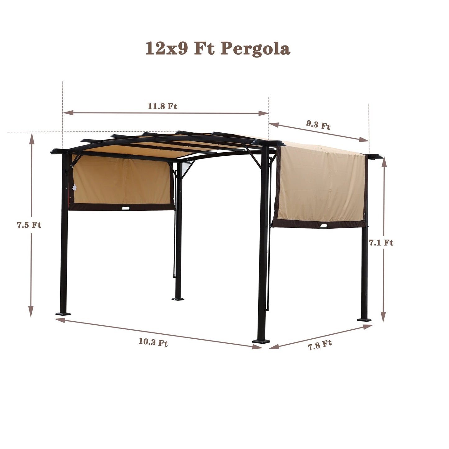 12 x 9 Ft Outdoor Pergola Patio Gazebo by eprolo