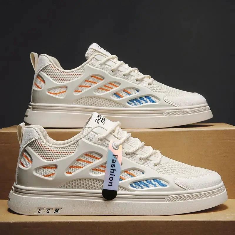 Breathable mesh shoes men's small white shoes thick soled sports and leisure board shoes by eprolo
