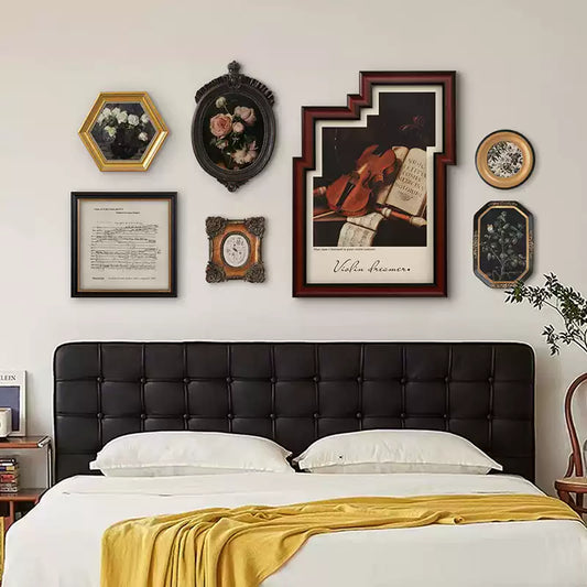 Music-Themed 7-Piece Vintage Wall Art Set with Resin Frames