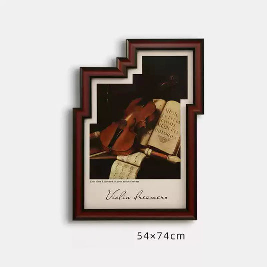 Music-Themed 7-Piece Vintage Wall Art Set with Resin Frames