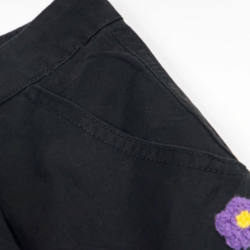 Flower Embroidered Design Work Pants by eprolo