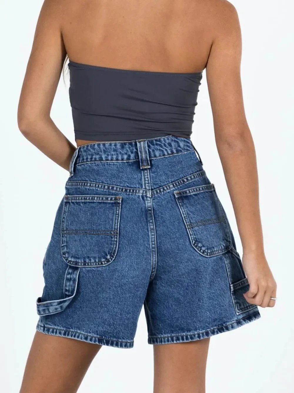 Washed High Rise Denim Shorts by eprolo