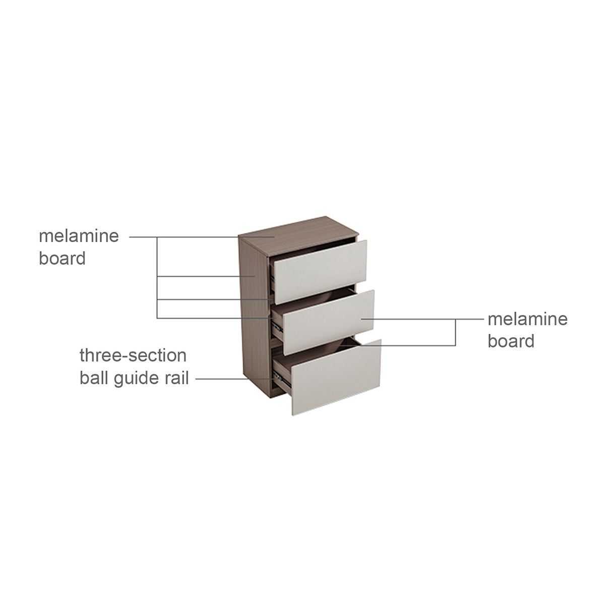 Taupe Finish 3/6 Drawer Storage Chest with Modern Pull Handles-2