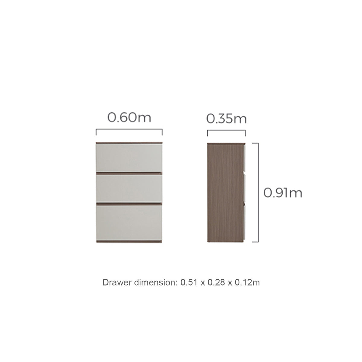 Taupe Finish 3/6 Drawer Storage Chest with Modern Pull Handles-3