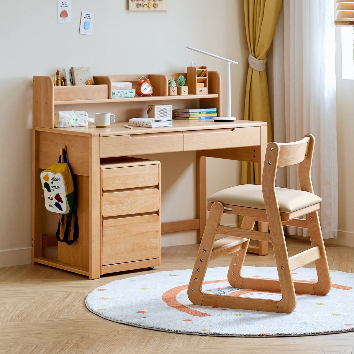 Solid Wood Adjustable Height Kids Chair with Ergonomic Design and Stable Base.-4